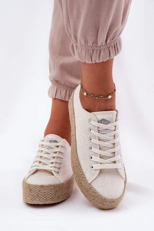casual schoenen met platform Lee Cooper LCIN-25-02-3284 in ivoorkleur
