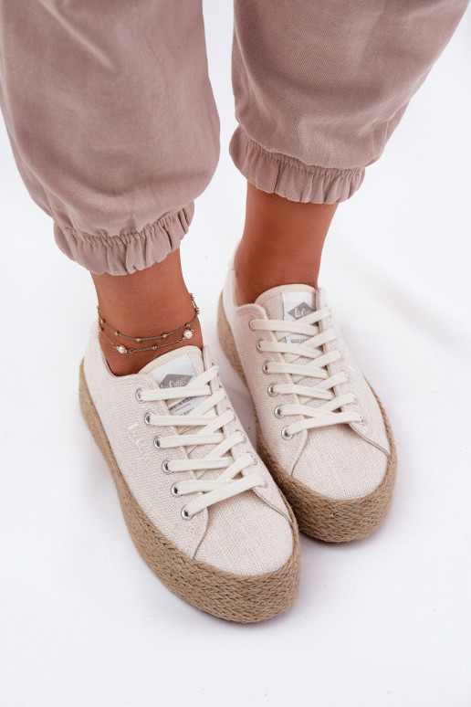 casual schoenen met platform Lee Cooper LCIN-25-02-3284 in ivoorkleur