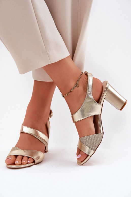 Damen Sandalen mit hohen Absätzen in Gold Sergio Leone SK866