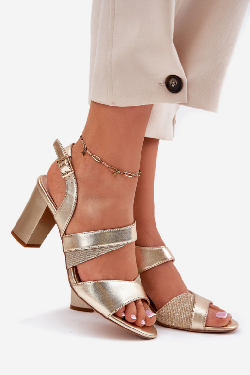 dames sandalen met hoge hakken in goud Sergio Leone SK866