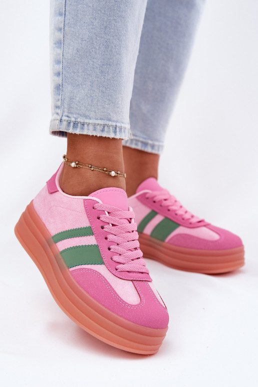 niedrige Sneakers mit Plattform in Rosa Ovivene