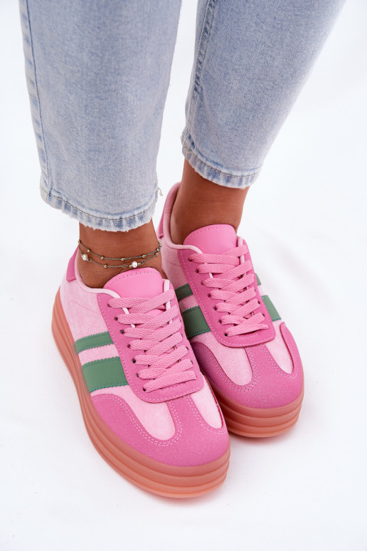 lage sneakers met platform in roze Ovivene