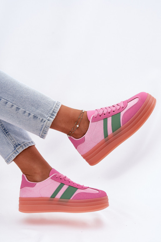 lage sneakers met platform in roze Ovivene