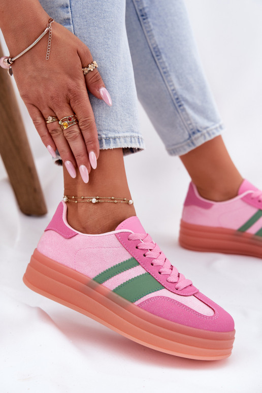 niedrige Sneakers mit Plattform in Rosa Ovivene