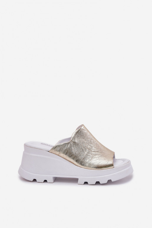 leren slippers met platform in goud Artiker 56C0435
