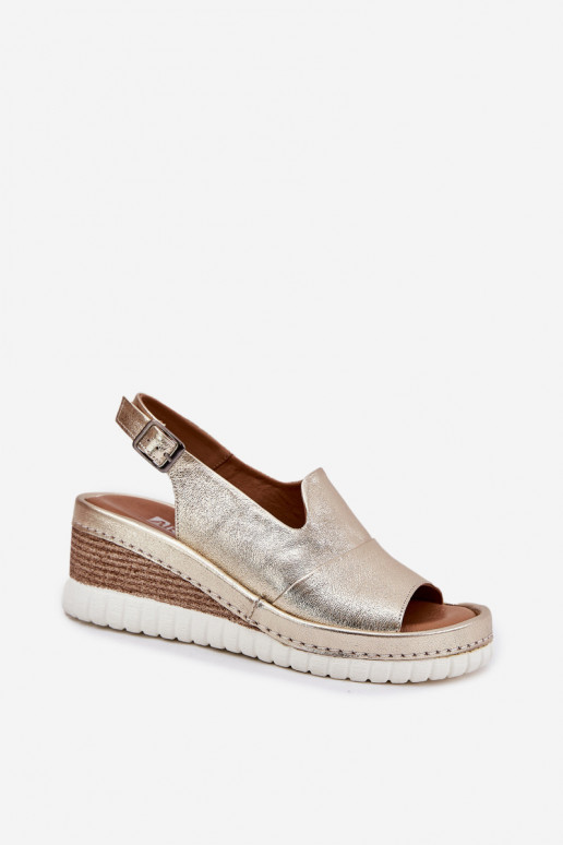 sandales en cuir pour femmes avec plateforme dorées Artiker 56C0920