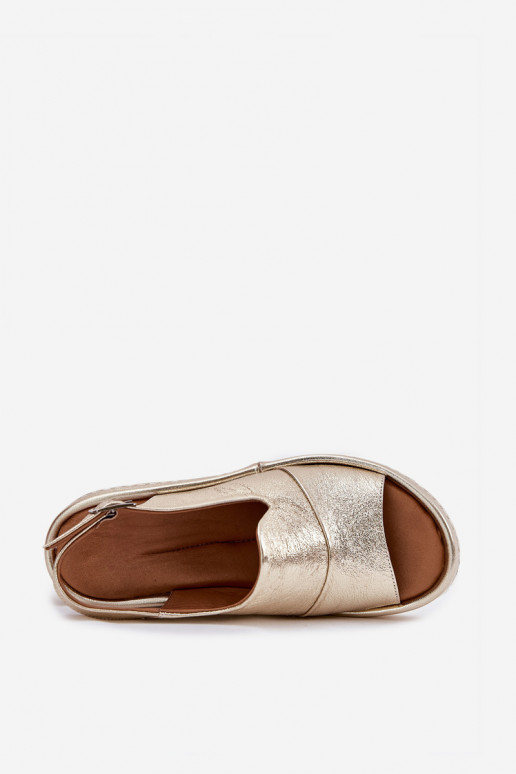 leren sandalen voor dames met platform in goud Artiker 56C0920