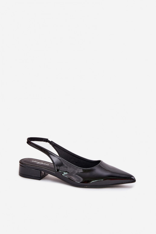 Ballerines vernies à petit talon en noir Testori