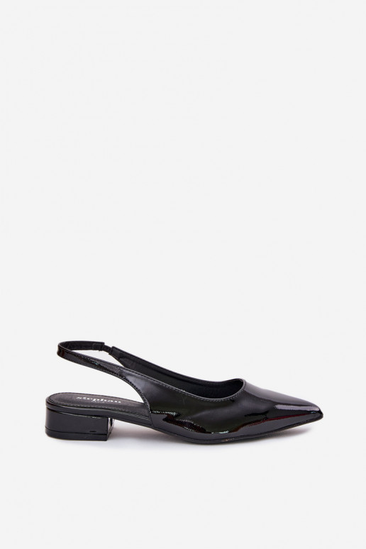 Ballerines vernies à petit talon en noir Testori