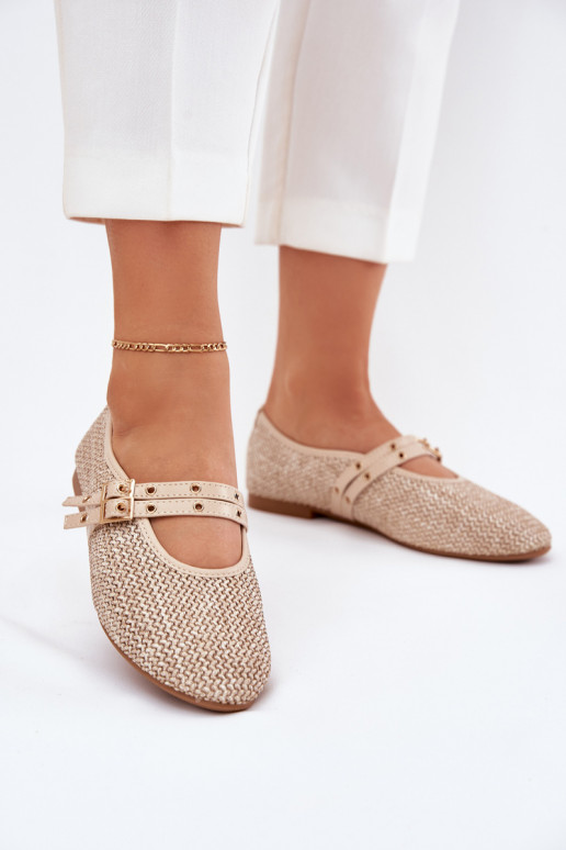 Ballerines avec tressage et boucles en sable Partheda