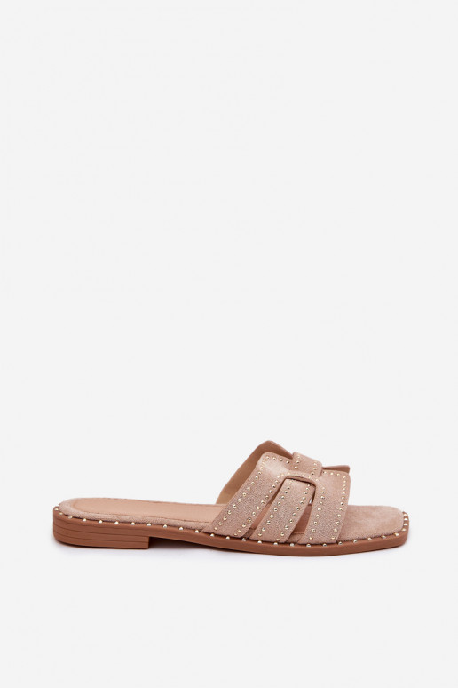 Gedeckte slippers met brede hakken in khaki Anniles