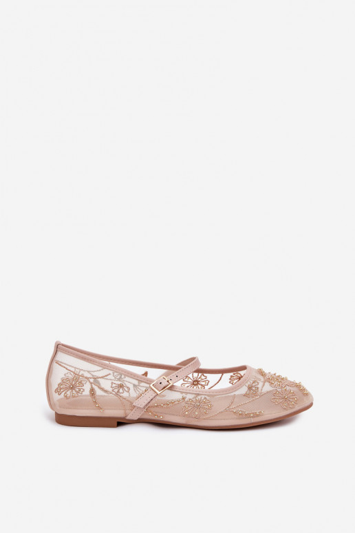 Ballerines en maille avec broderie et embellissements en sable Tillilora