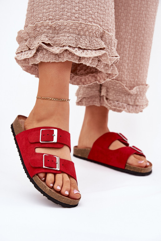 Damen-Platformsandalen mit Schnallen in rot Evisolla