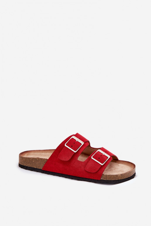 Dames platformsandalen met gespen in rood Evisolla