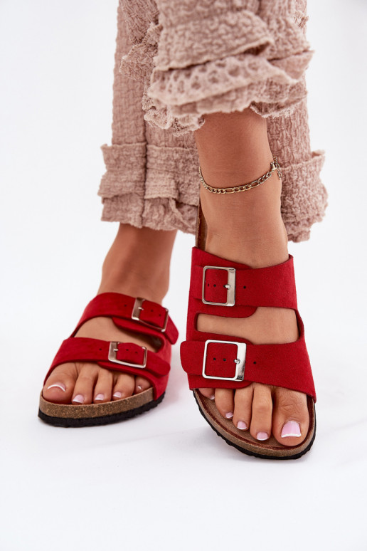 Damen-Platformsandalen mit Schnallen in rot Evisolla
