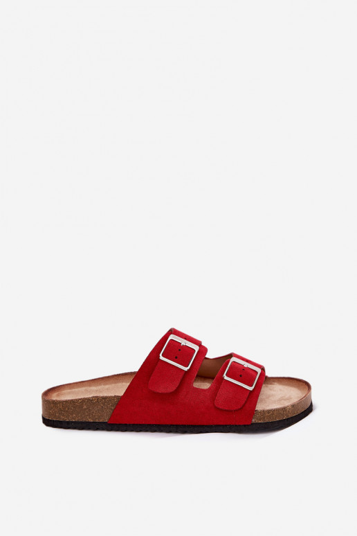Dames platformsandalen met gespen in rood Evisolla