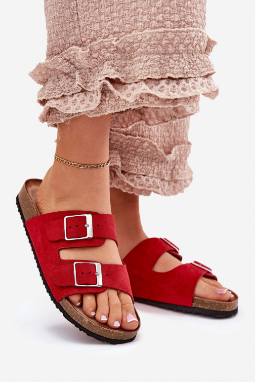 Chaussons à plateforme pour femmes avec boucles en rouge Evisolla