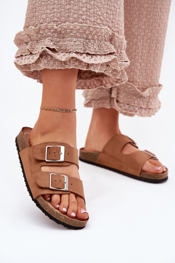 Dames platformsandalen met gespen in bruin Evisolla 2