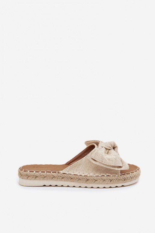 Dames platformsandalen met vlecht en strik in zandkleur Alpireda