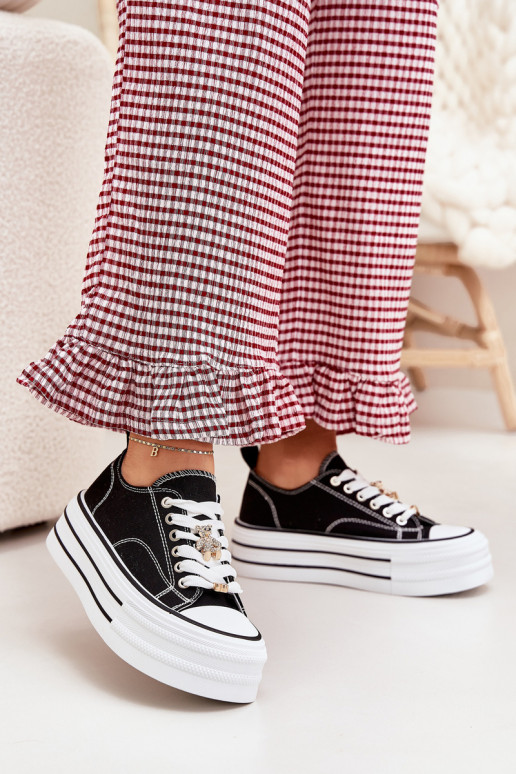 Casual schoenen met platform in goud en zwart Fiorina