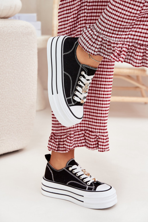 Casual schoenen met platform in goud en zwart Fiorina