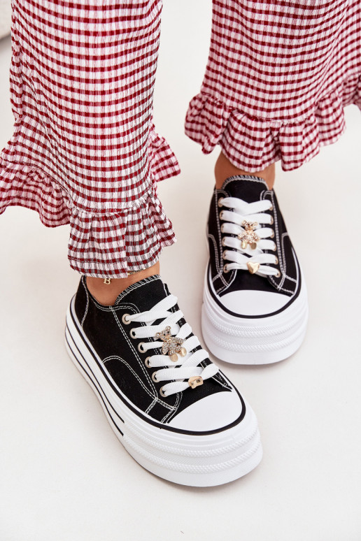 Casual schoenen met platform in goud en zwart Fiorina