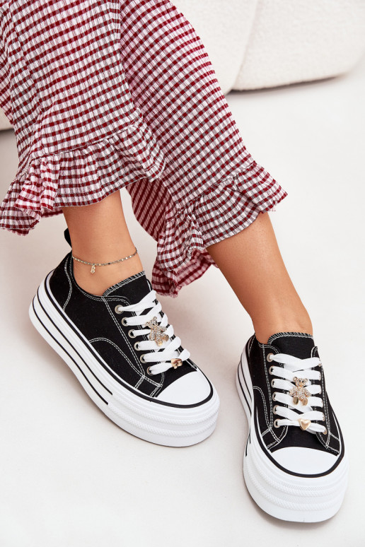 Casual schoenen met platform in goud en zwart Fiorina