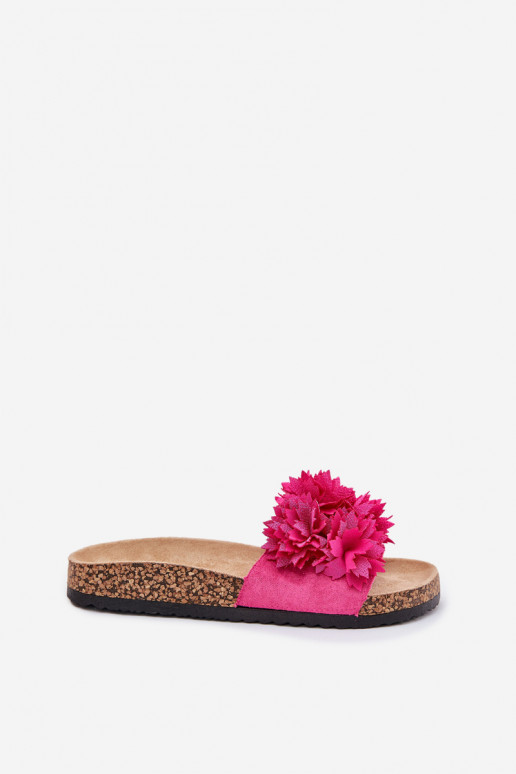 Tongs pour femmes à semelle en liège avec fleurs en rose Ferenza