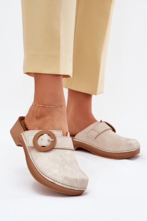 Damen-Clogs mit Schnallen in Sandfarbe Inblu TF000001