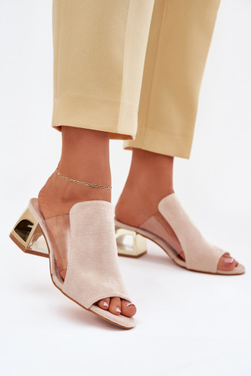 Dames gouden slippers in ivoorkleur Tessira