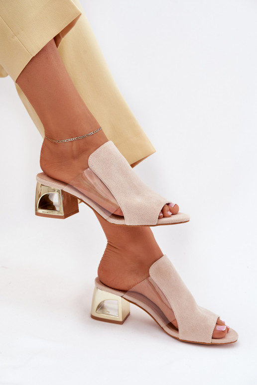 Dames gouden slippers in ivoorkleur Tessira