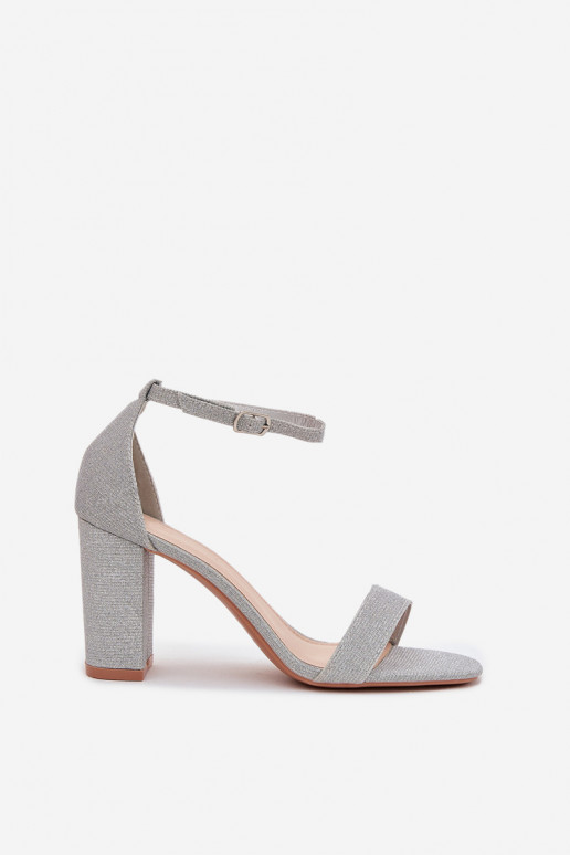 Dames sandalen met hoge hak en glans in zilver Kavina