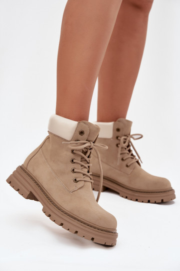 Dames schoenen met veters in zandkleur Norena 2