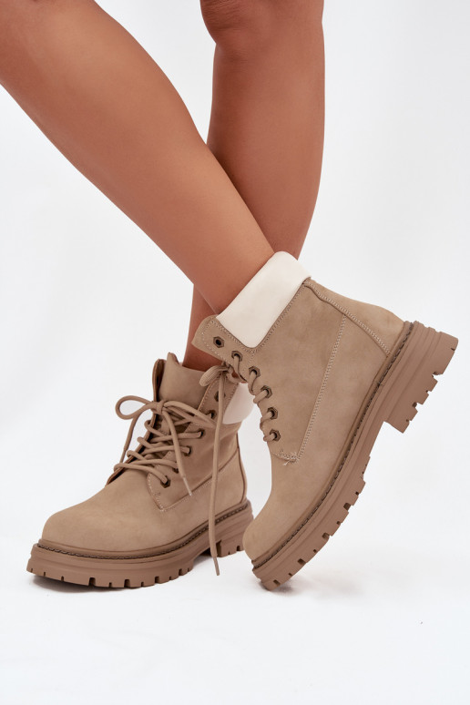 Chaussures pour femmes avec lacets en couleur sable Norena
