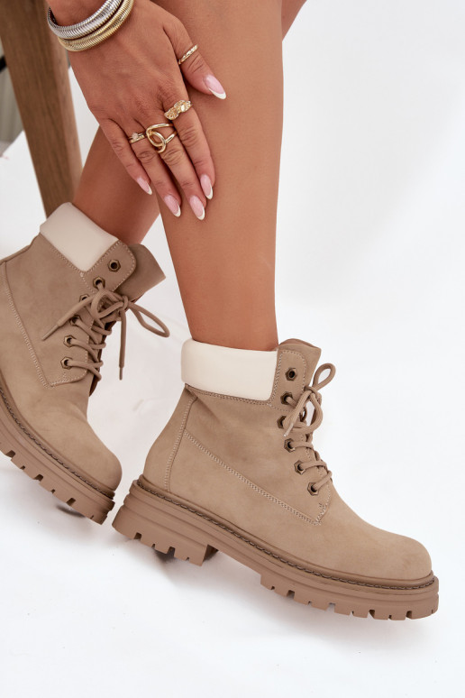 Chaussures pour femmes avec lacets en couleur sable Norena