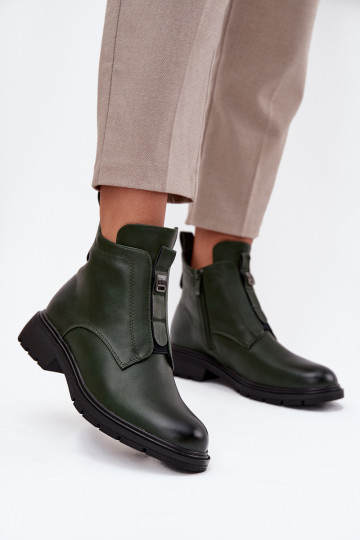 Bottines pour femmes doublées avec des détails décoratifs en kaki Roselle