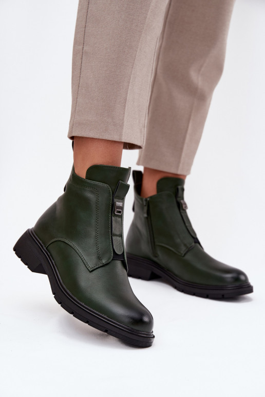 Bottines pour femmes doublées avec des détails décoratifs en kaki Roselle