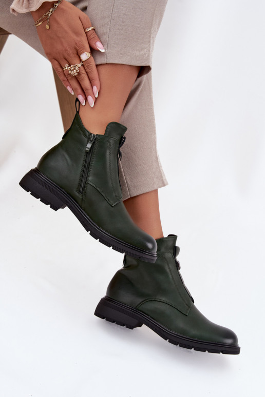 Bottines pour femmes doublées avec des détails décoratifs en kaki Roselle