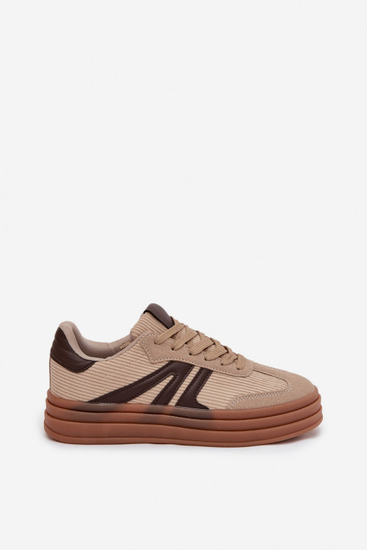 Zandkleurige fluwelen sneakers met platform Corynelle