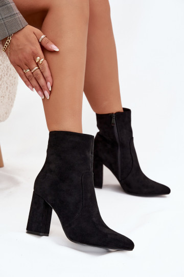 Bottines pour femmes chaudes en daim synthétique, noires Pralina