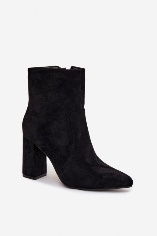 Wärmende Damen-Stiefeletten aus Kunstveloursleder, schwarz Pralina