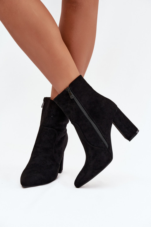 Bottines pour femmes chaudes en daim synthétique, noires Pralina