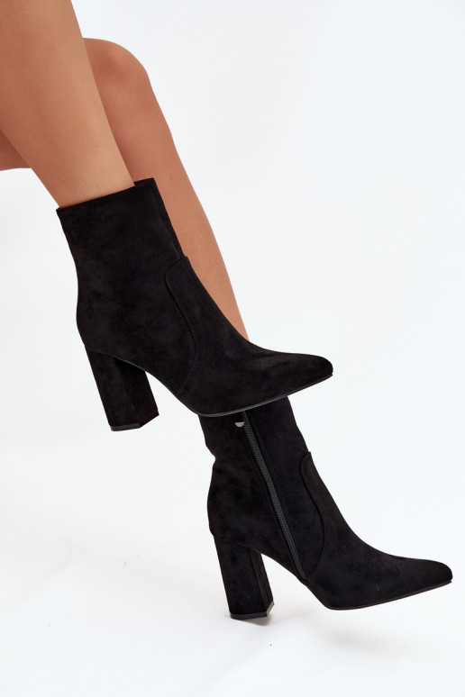 Bottines pour femmes chaudes en daim synthétique, noires Pralina