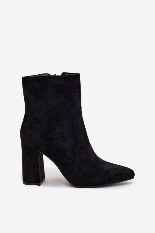 Gevoerde dames enkellaarsjes van faux suede, zwart Pralina