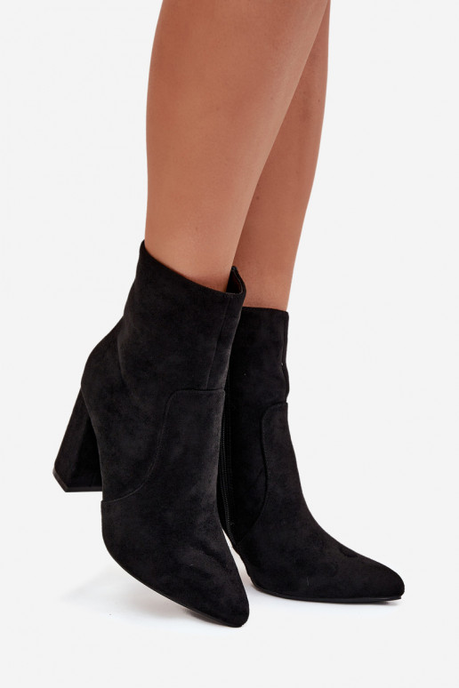 Bottines pour femmes chaudes en daim synthétique, noires Pralina