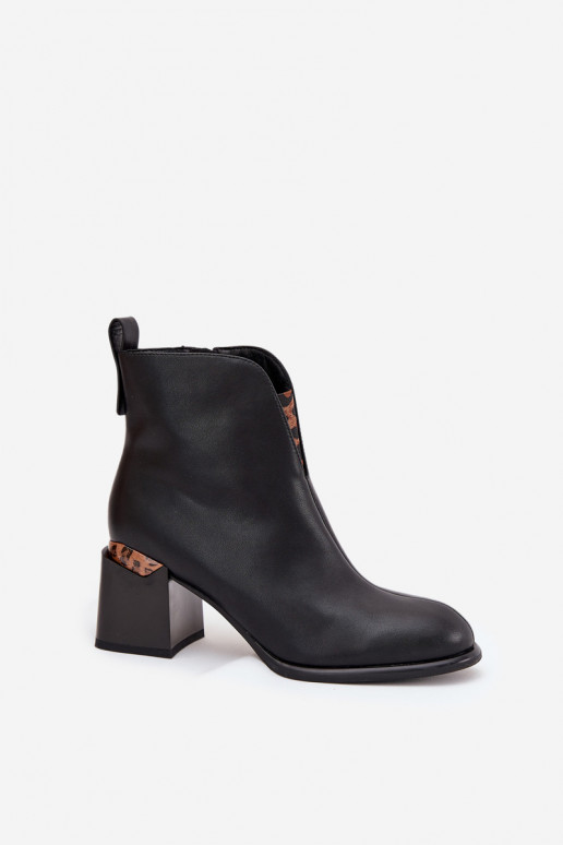 Schwarze Leder-Damen-Stiefeletten Vinceza 66811
