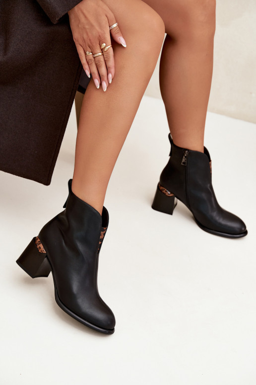 Bottines en cuir noires pour femmes Vinceza 66811