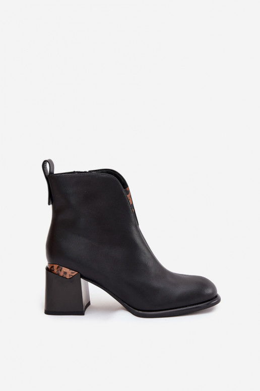 Bottines en cuir noires pour femmes Vinceza 66811