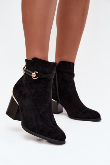 Bottines pour femmes chaudes avec talons et talons décorés, noires Galissa 2