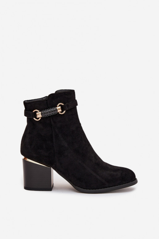 Bottines pour femmes chaudes avec talons et talons décorés, noires Galissa
